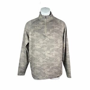 Fish Hippie Co 1/4 Zip Pullover Mens Small Gray Camo